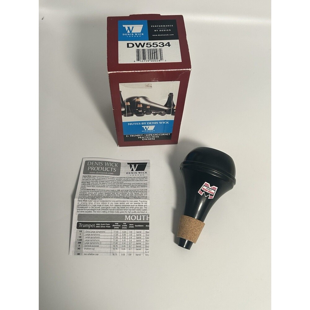 Denis Wick London DW5534 Eb Trumpet Practice Mute Soprano Cornet Black w/ Box